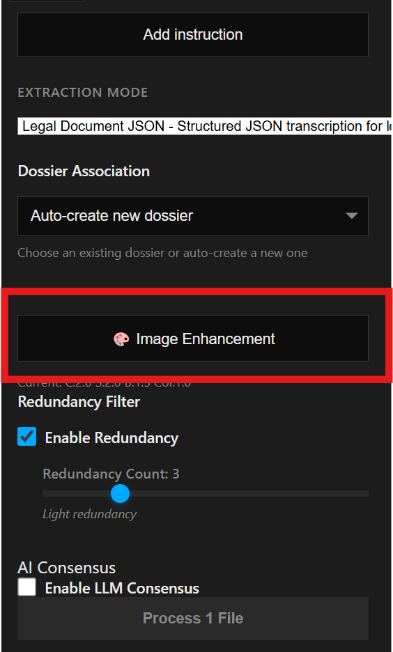 Image enhancement settings