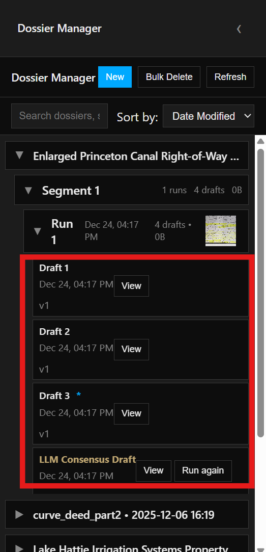 Expanded dossier with draft layers