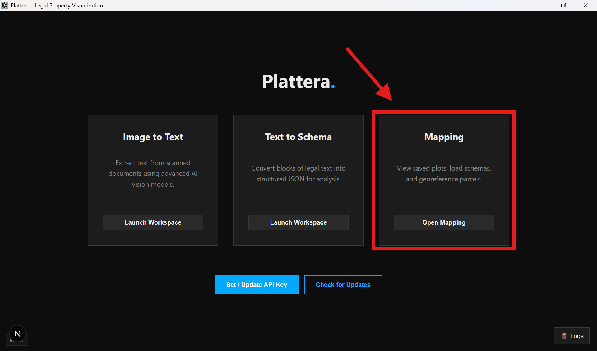Home page Map workspace card
