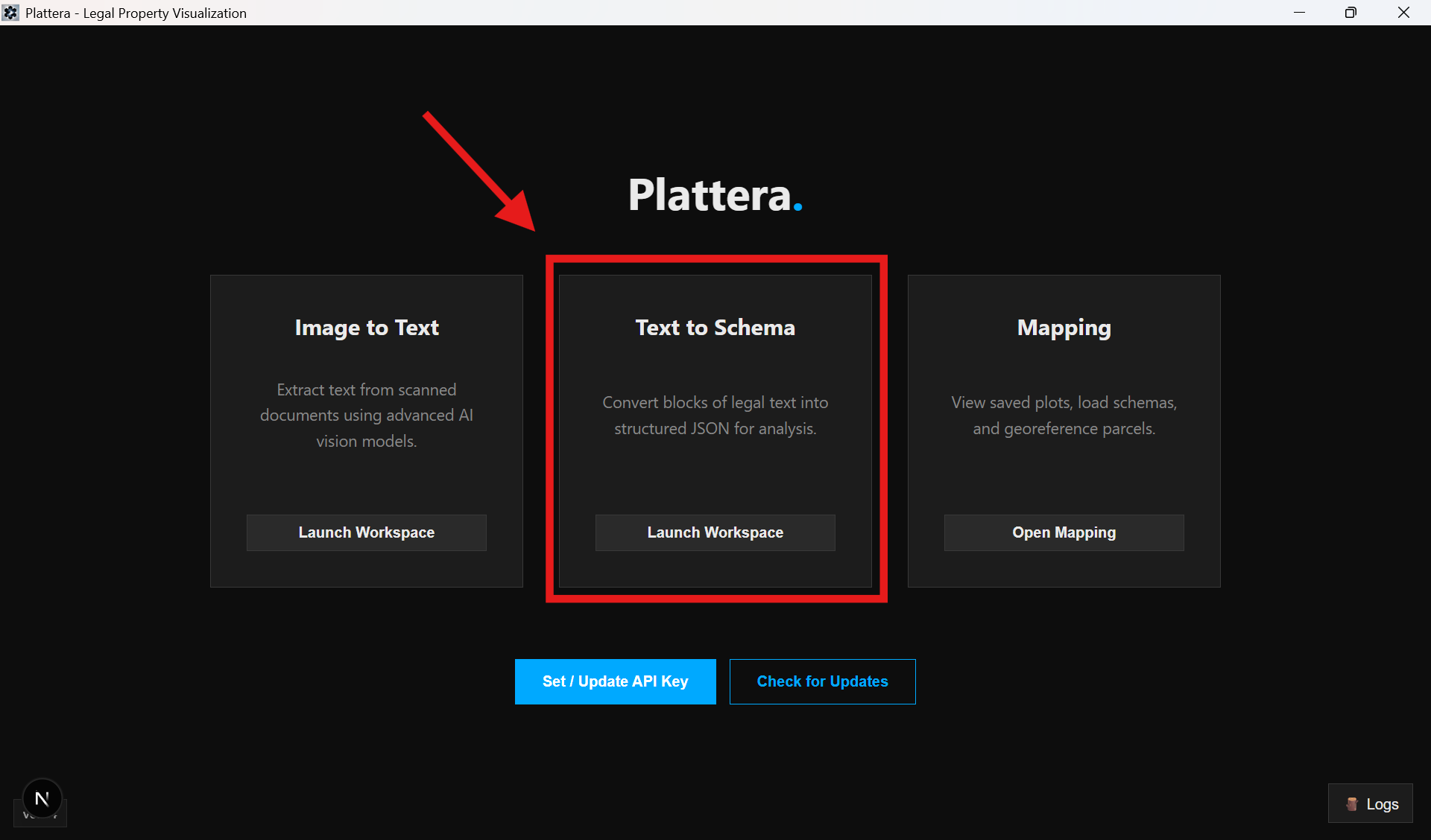 Home page Text to Schema card