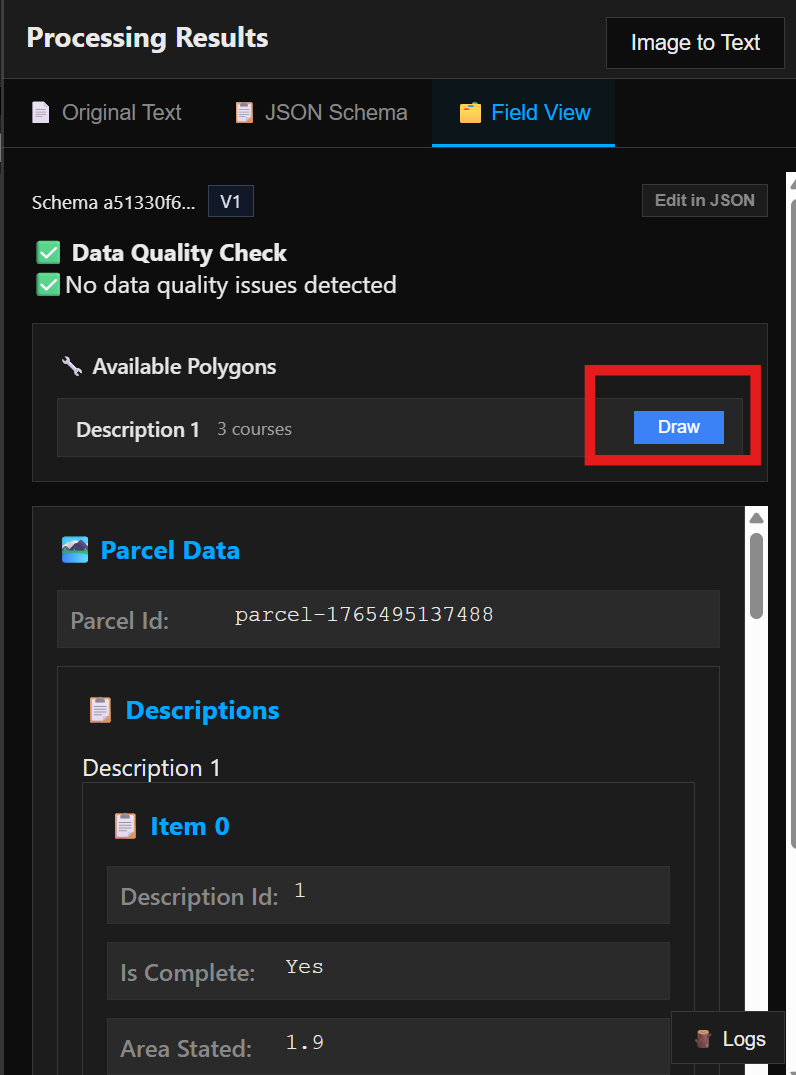 Field view draw button
